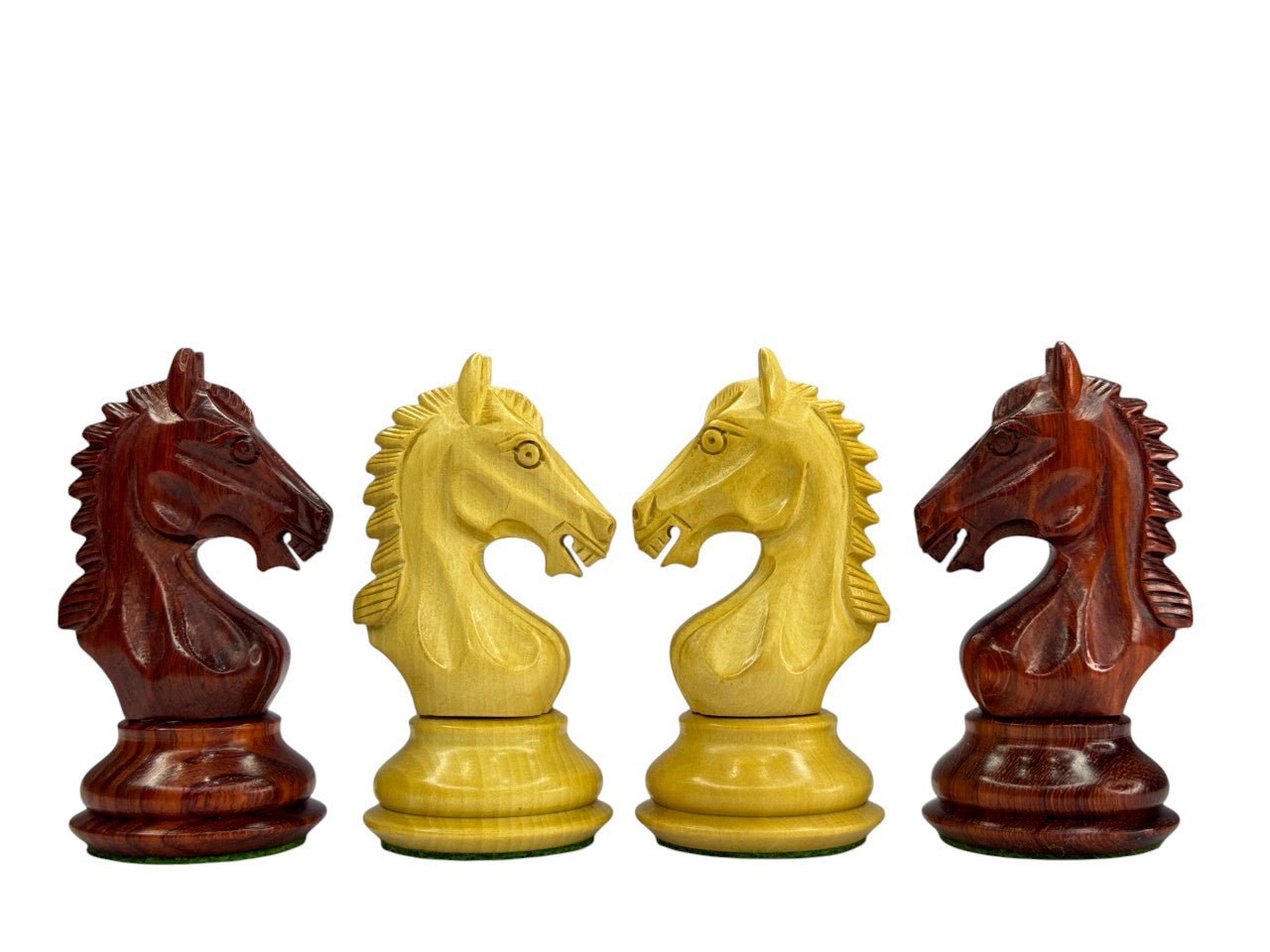 The Derby Knight Staunton Pattern Chess Pieces Only- Double Weighted Budrose Wood - 4.1" King - Chess Villa