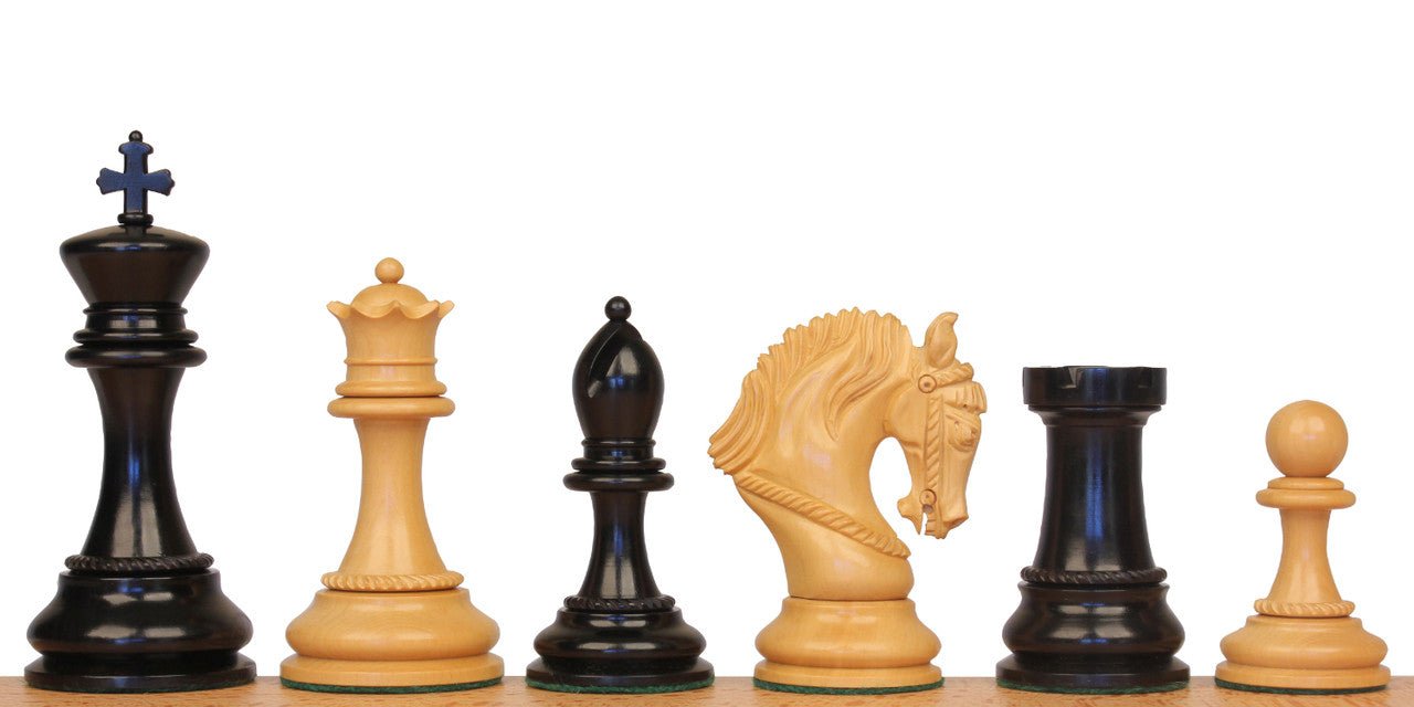 The King Arthur Series Luxury Staunton Chess Pieces Only Set- 4.5" King Size - Triple Weighted Ebony Wood - Chess Villa