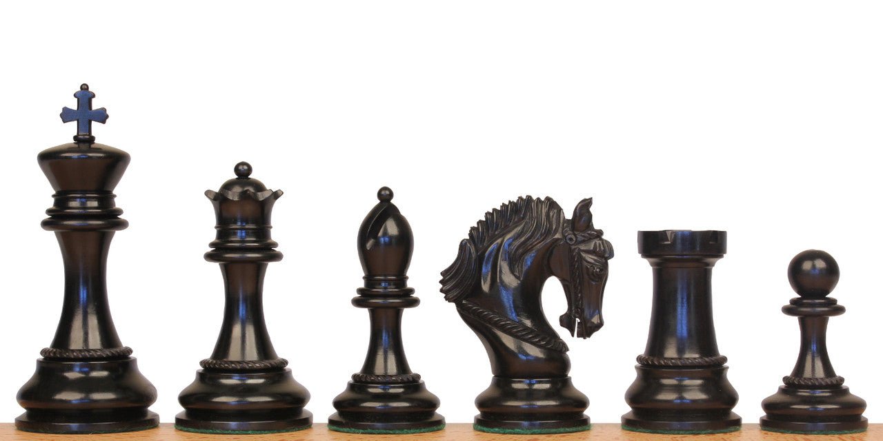 The King Arthur Series Luxury Staunton Chess Pieces Only Set- 4.5" King Size - Triple Weighted Ebony Wood - Chess Villa