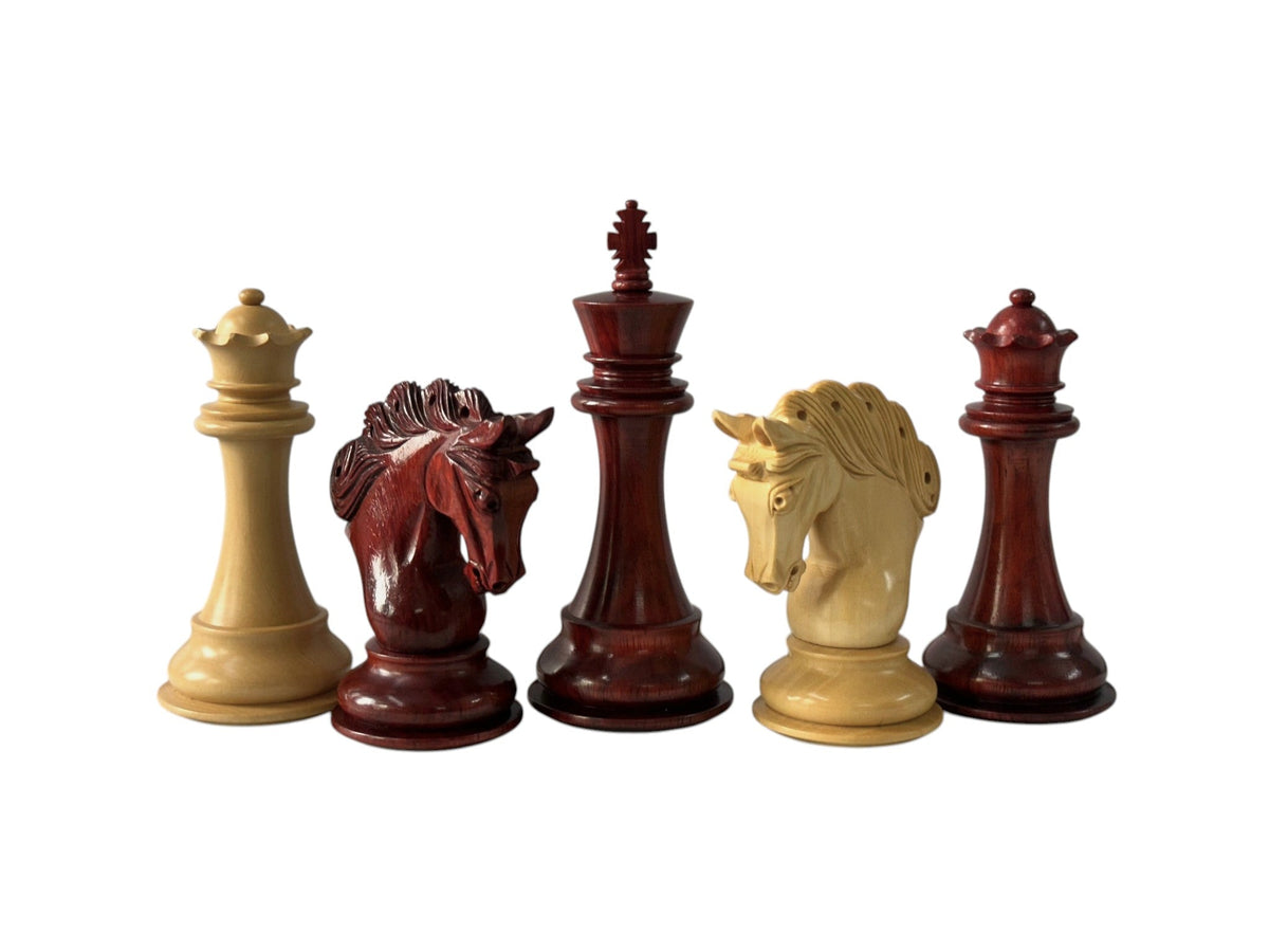 The Pegasus Series Artisan Luxury Staunton Chess Pieces- 4.6" King- Triple Weighted Bud Rosewood - Chess Villa
