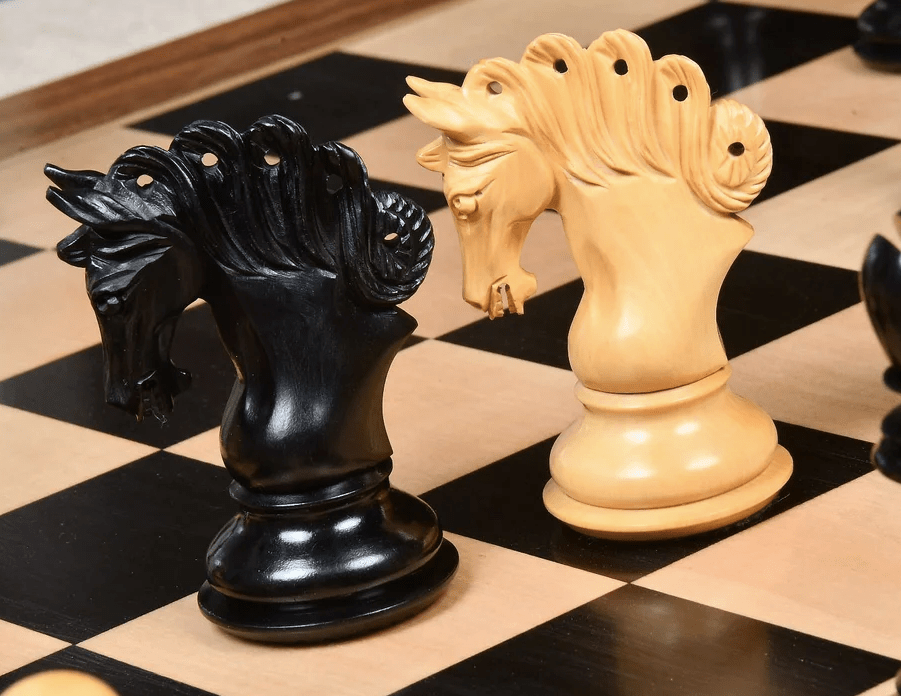 The Pegasus Series Artisan Luxury Staunton Chess Pieces- 4.6" King- Triple Weighted Ebony - Chess Villa