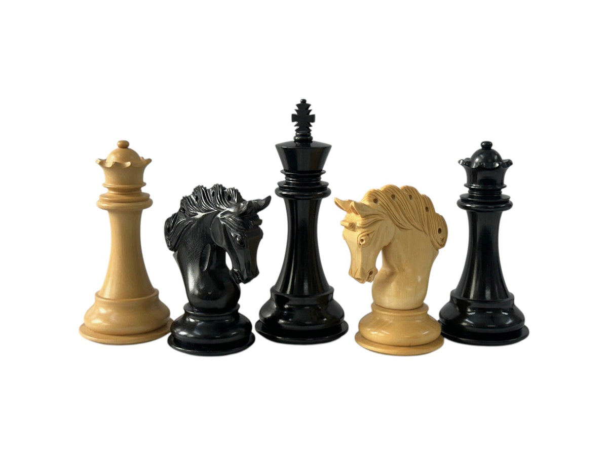 The Pegasus Series Artisan Luxury Staunton Chess Pieces- 4.6" King- Triple Weighted Ebony - Chess Villa