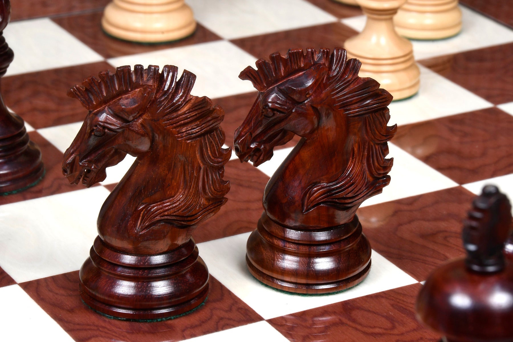 The Premium Collection - 4.4" Wellington Luxury Staunton Chess Pieces Only Set – Triple Weighted Budrose Wood - Chess Villa