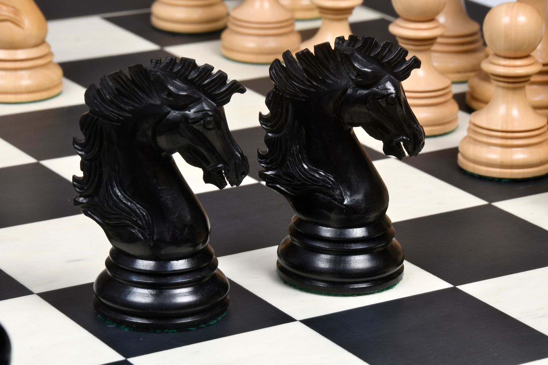 The Premium Collection - 4.4" Wellington Luxury Staunton Chess Pieces Only Set – Triple Weighted Ebony Wood & Boxwood - Chess Villa
