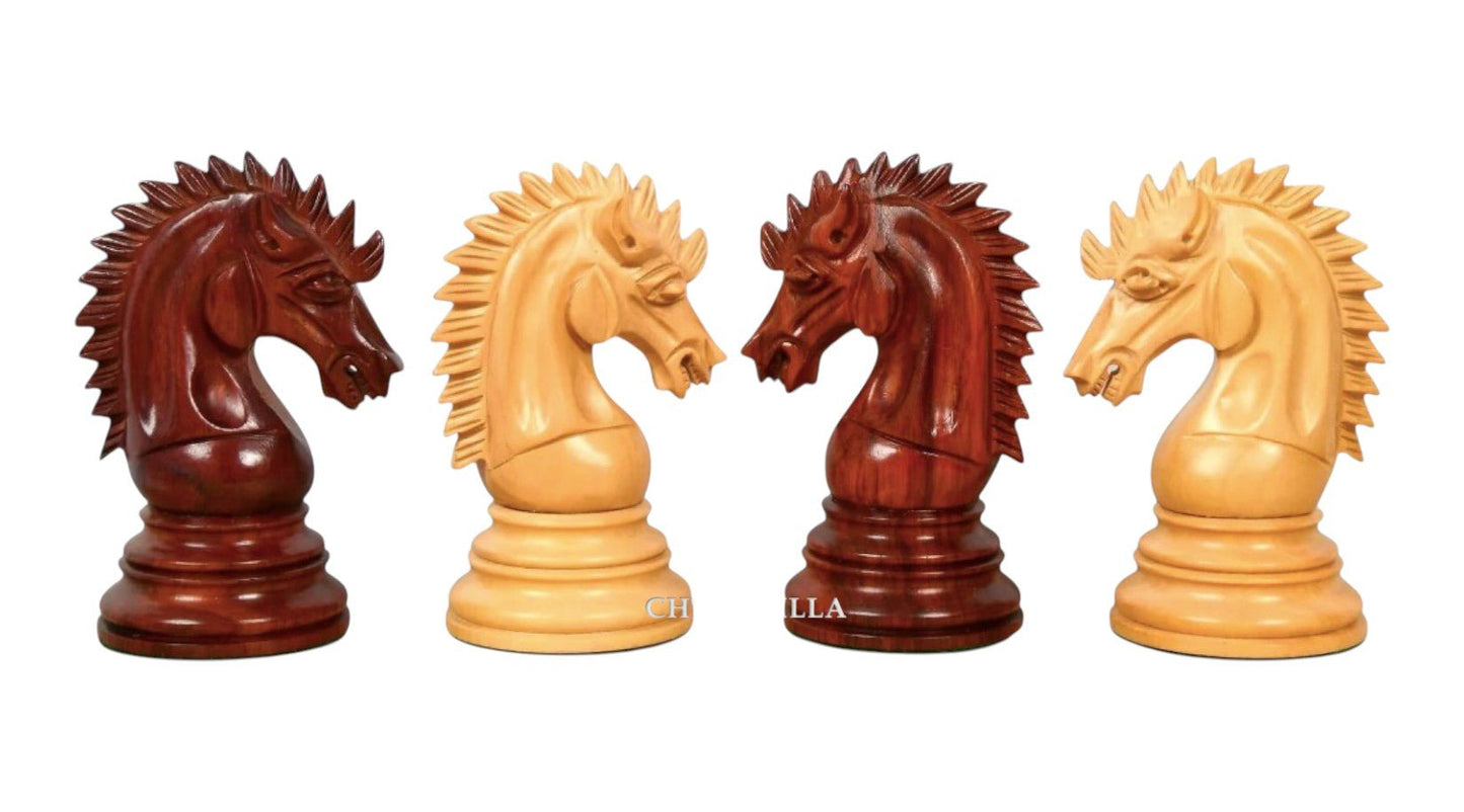The Premium Collection- Cyrus Luxury Staunton Chess Pieces Only Set- Triple Weighted Budrose Wood & Boxwood - 4.4" King - Chess Villa