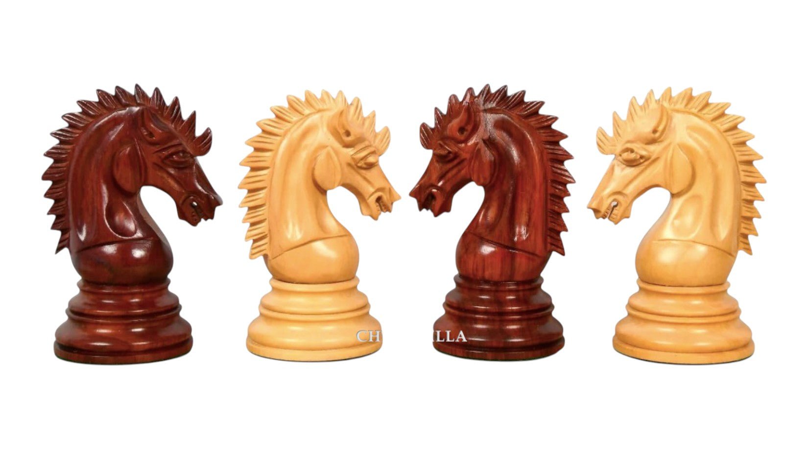 The Premium Collection- Cyrus Luxury Staunton Chess Pieces Only Set- Triple Weighted Budrose Wood & Boxwood - 4.4" King - Chess Villa