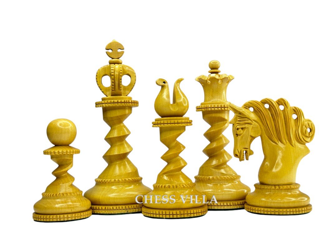 The Signature Series- Twisted Artisan Staunton Luxury Chess Pieces- Weighted Budrose Wood & Boxwood - Chess Villa