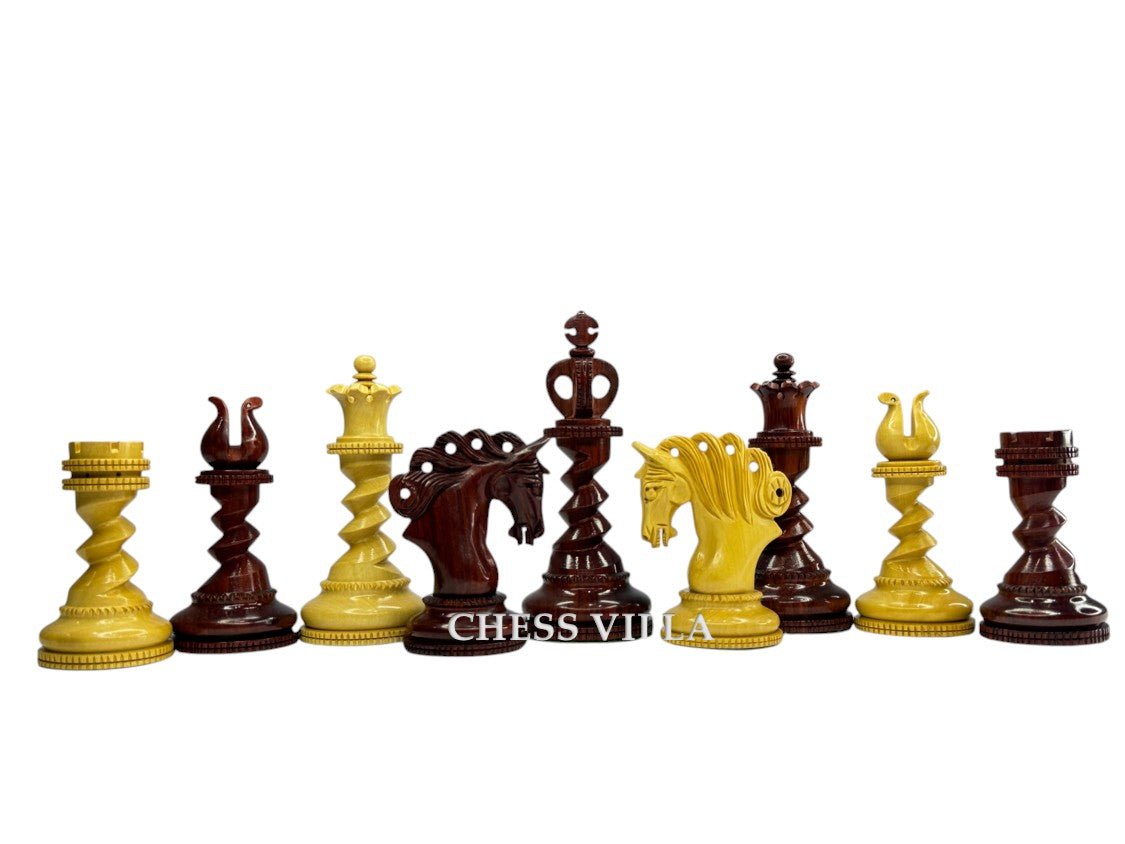 The Signature Series- Twisted Artisan Staunton Luxury Chess Pieces- Weighted Budrose Wood & Boxwood - Chess Villa