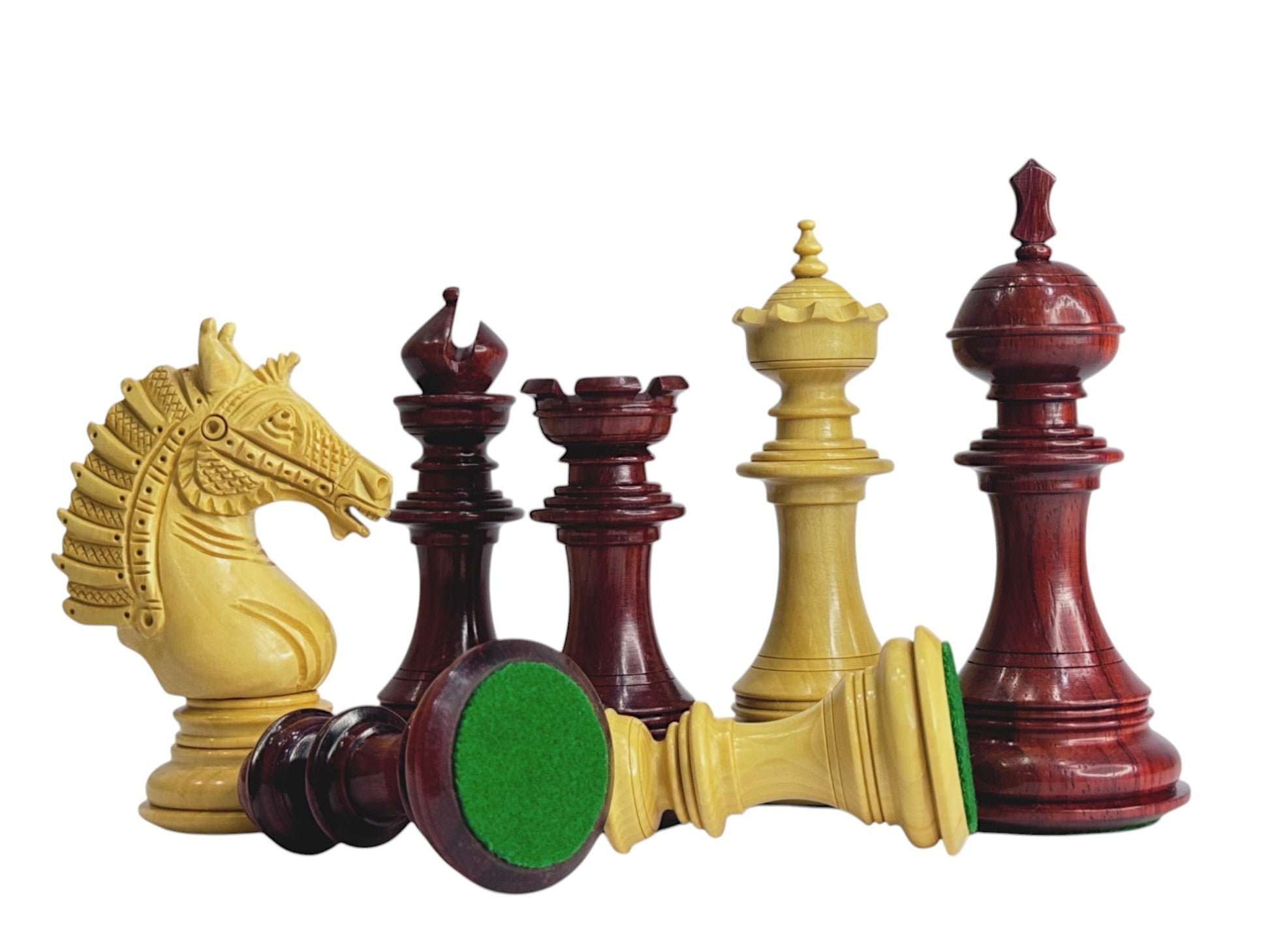 The Sikh Empire Series Handmade Luxury Chess Pieces Only Set - Triple Weighted Bud Rosewood - 4.5" King - Chess Villa