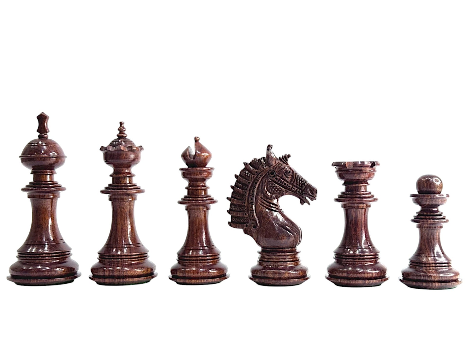 The Sikh Empire Series Handmade Luxury Chess Pieces Only Set - Triple Weighted Rosewood - 4.5" King - Chess Villa