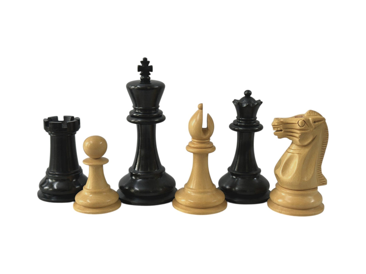 The Staunton Series (Jaques Pattern) Chess Pieces- Weighted Ebony - 3.75" King - Chess Villa