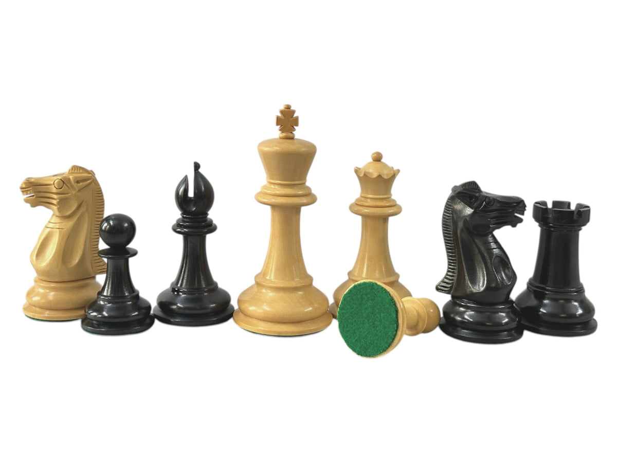 The Staunton Series (Jaques Pattern) Chess Pieces- Weighted Ebony - 3.75" King - Chess Villa