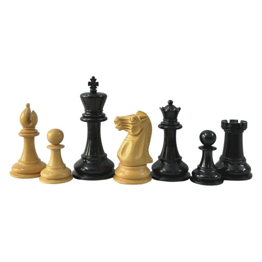 The Staunton Series (Jaques Pattern) Chess Pieces- Weighted Ebony - 3.75" King - Chess Villa