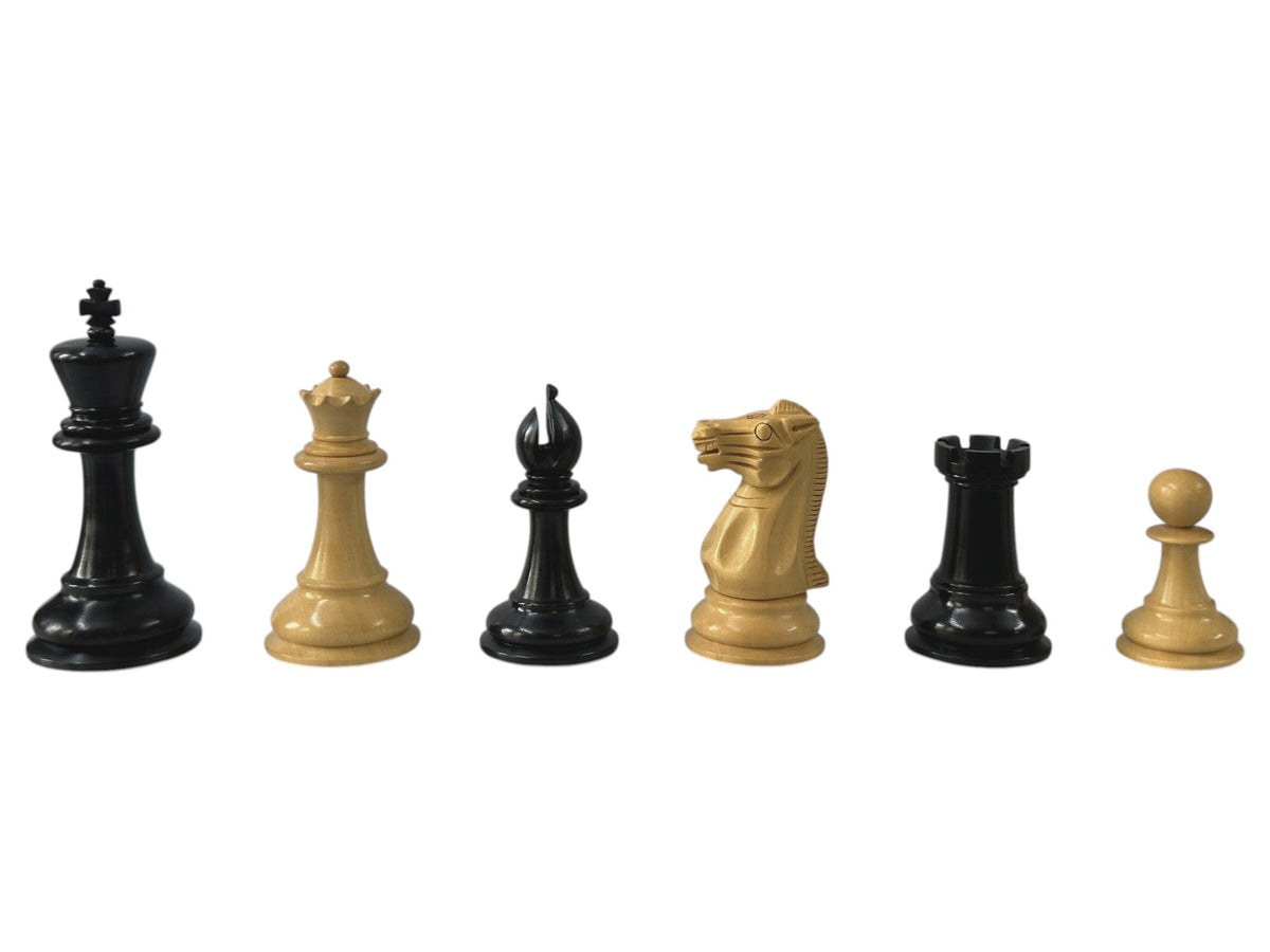 The Staunton Series (Jaques Pattern) Chess Pieces- Weighted Ebony - 3.75" King - Chess Villa