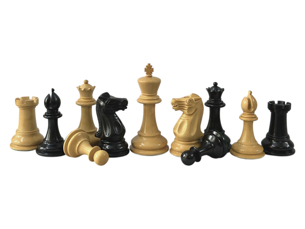 The Staunton Series (Jaques Pattern) Chess Pieces- Weighted Ebony - 3.75" King - Chess Villa