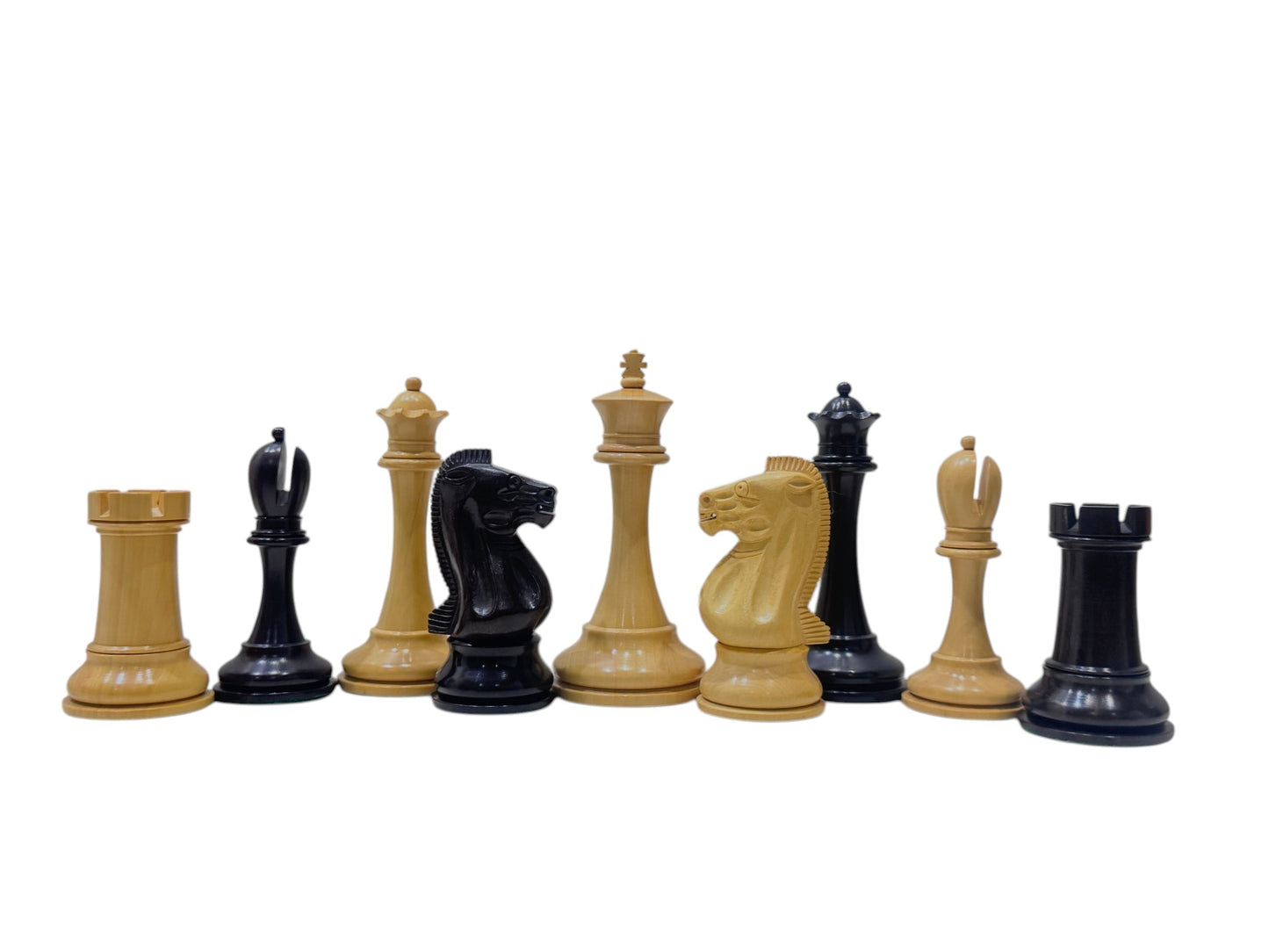 19th century 4.3" B & Co. Reproduced Staunton Chess Pieces Only Set- Double Weighted Ebony