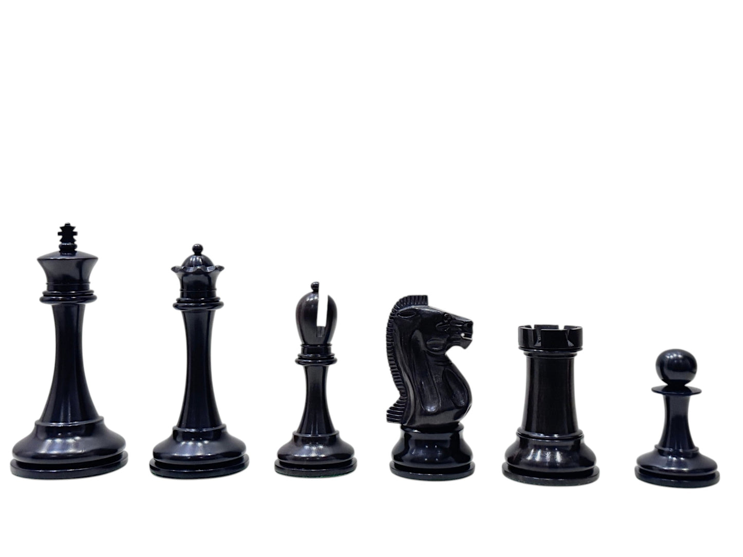19th century 4.3" B & Co. Reproduced Staunton Chess Pieces Only Set- Double Weighted Ebony