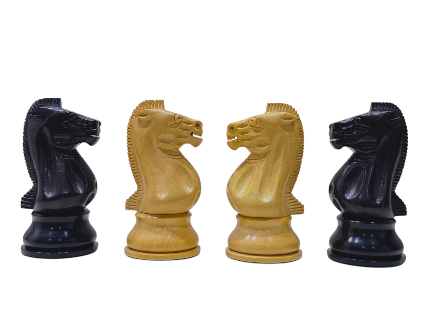 19th century 4.3" B & Co. Reproduced Staunton Chess Pieces Only Set- Double Weighted Ebony