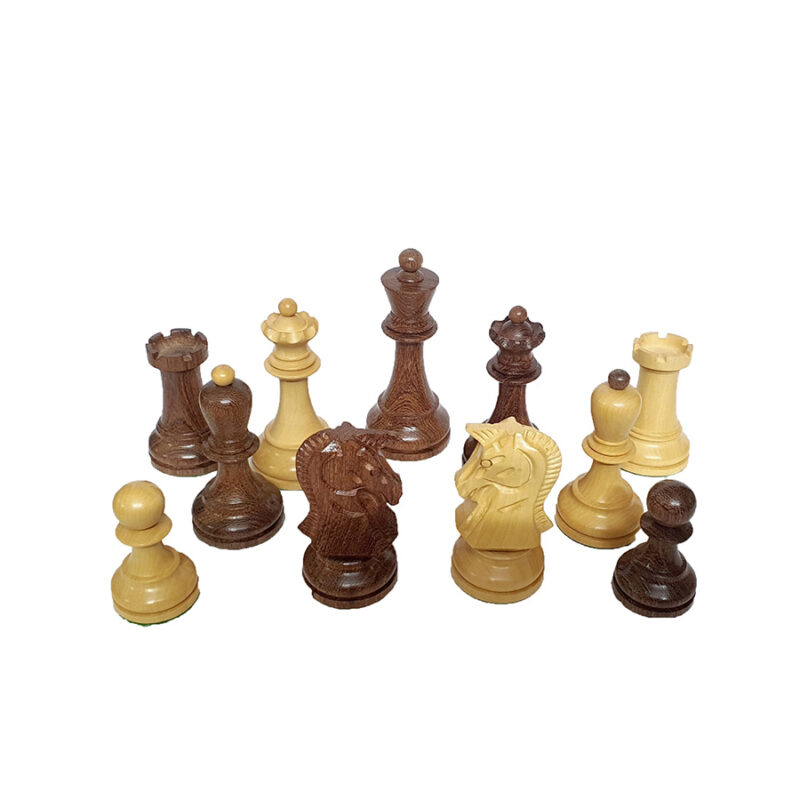 1950s Dubrovnik Bobby Fischer Reproduced Chess Pieces Only Set- Weighted Golden Rosewood & Boxwood- 3.7" King - Image 7