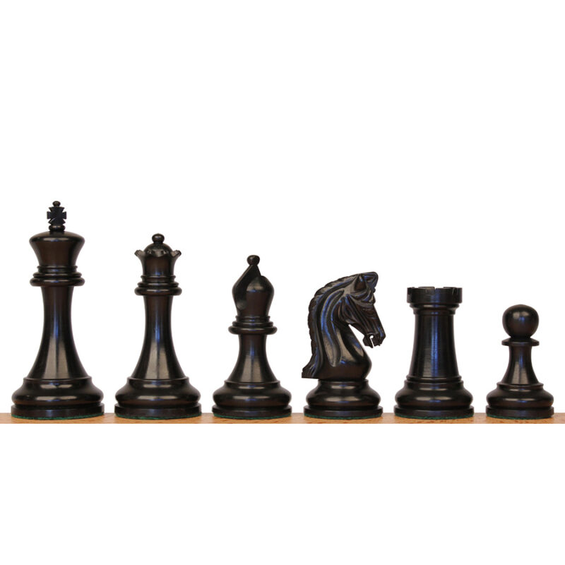 4.4" Imperial Series Reproduced Staunton Chess Pieces Set Only- Weighted Ebony & Boxwood Pieces - Image 5