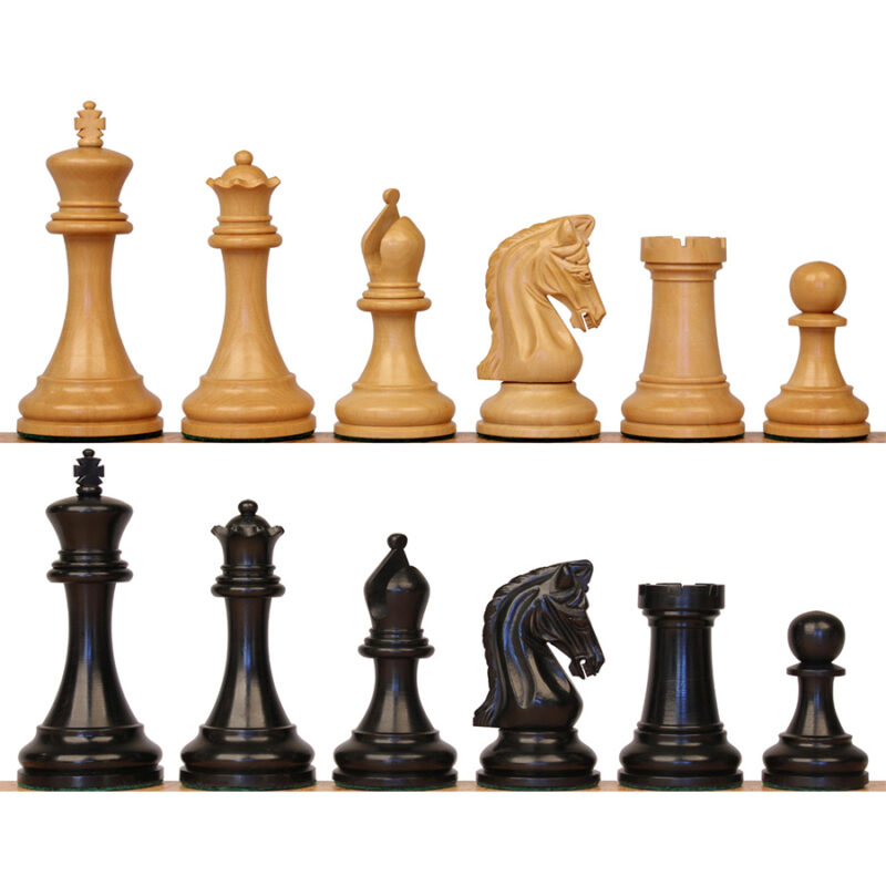 4.4" Imperial Series Reproduced Staunton Chess Pieces Set Only- Weighted Ebony & Boxwood Pieces