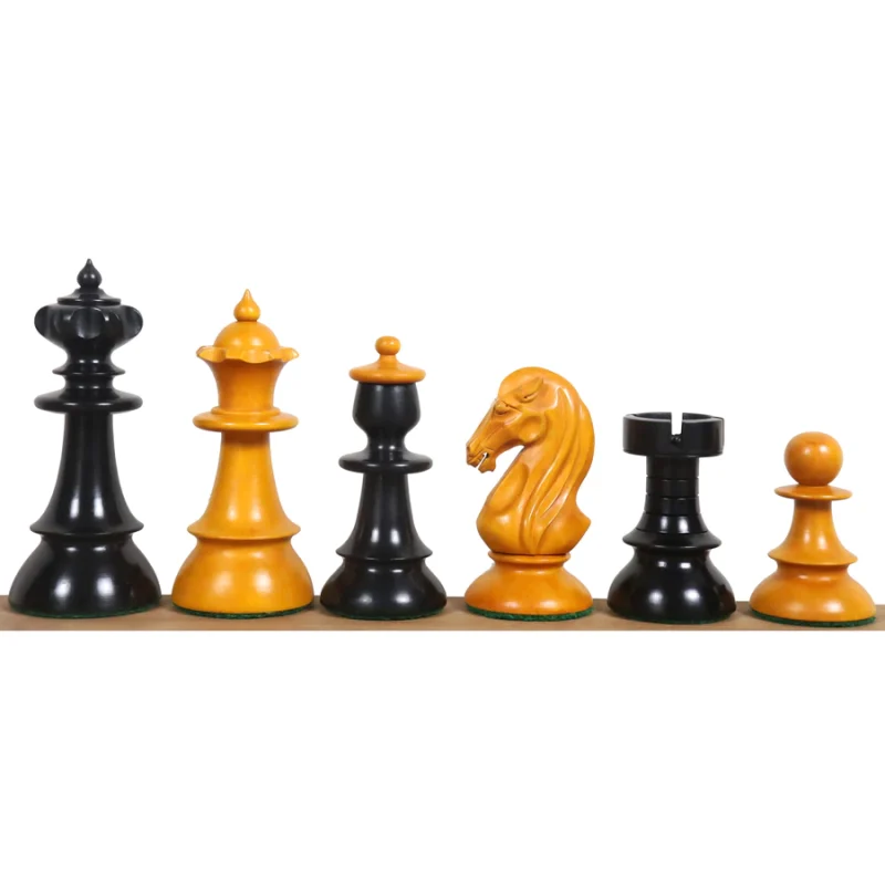 Austrian Coffee House Chess Pieces Only Set In Antiqued Boxwood & Ebony - 4.1" King