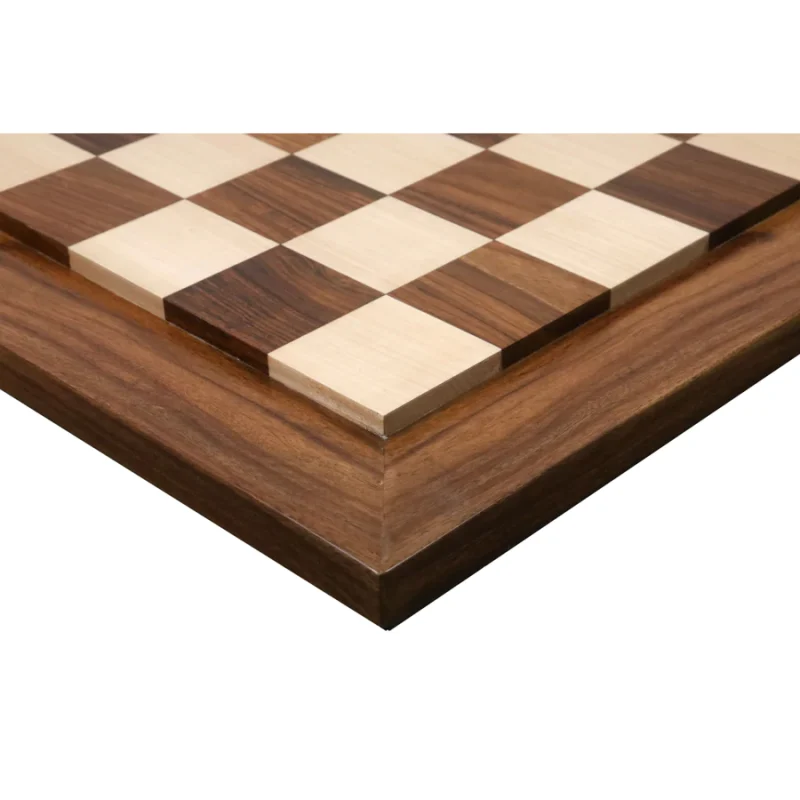 21" Raised Wood Luxury Chess Board In Golden Rosewood And Maple - 55 mm Square