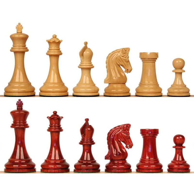 4.4" Imperial Series Reproduced Staunton Chess Pieces Set Only- Weighted Budrose Wood & Boxwood Pieces