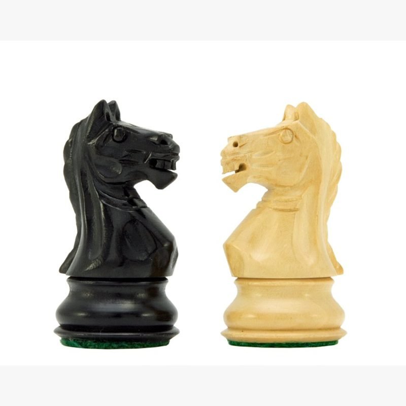 3.25? Fierce Knight Staunton Chess Pieces Only Set ? Weighted Ebonised Boxwood & Boxwood - Image 3