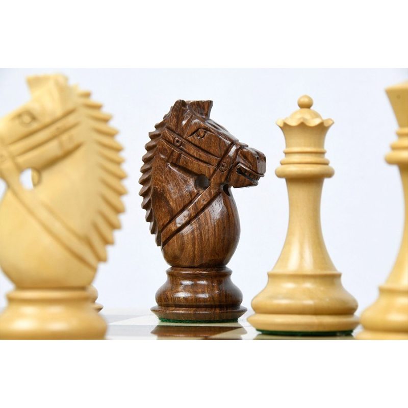 4" Bridle Staunton Luxury Chess Pieces Only set - Golden Rosewood & Boxwood - Image 3