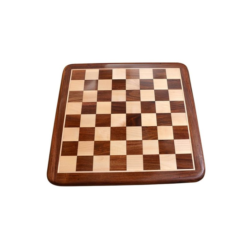 17" Round Edge Series Hand Carved Chess Board In Maple & Golden Rosewood- 45 mm Square - Image 2