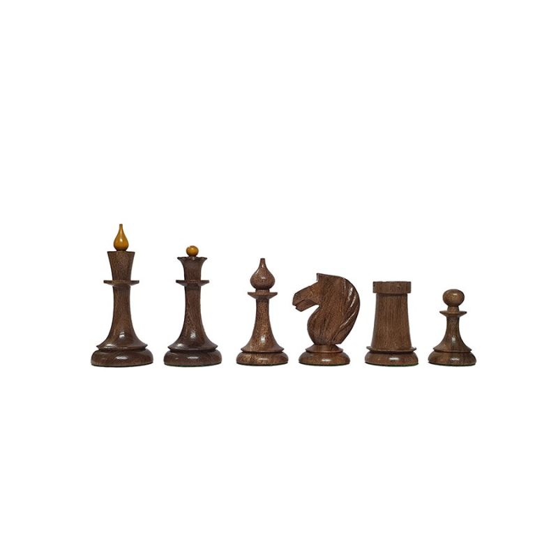 1950s Soviet Latvian Reproduced Chess Pieces Only Set- Weighted Golden Rosewood & Antique Boxwood - Image 5