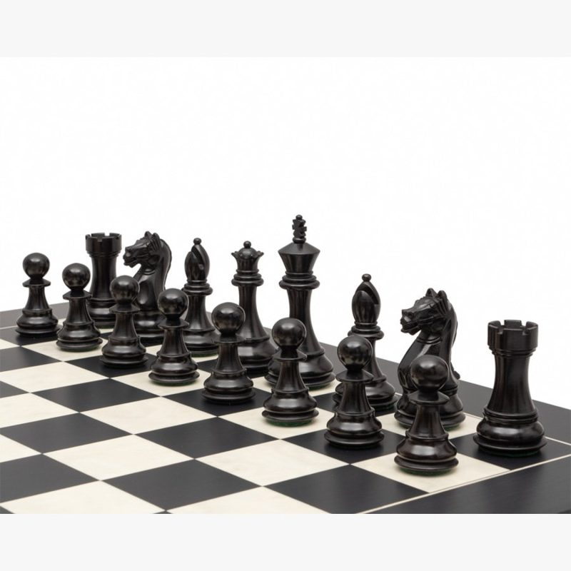 4? Fierce Knight Staunton Chess Pieces Only Set ? Ebonised Boxwood & Boxwood - Image 12