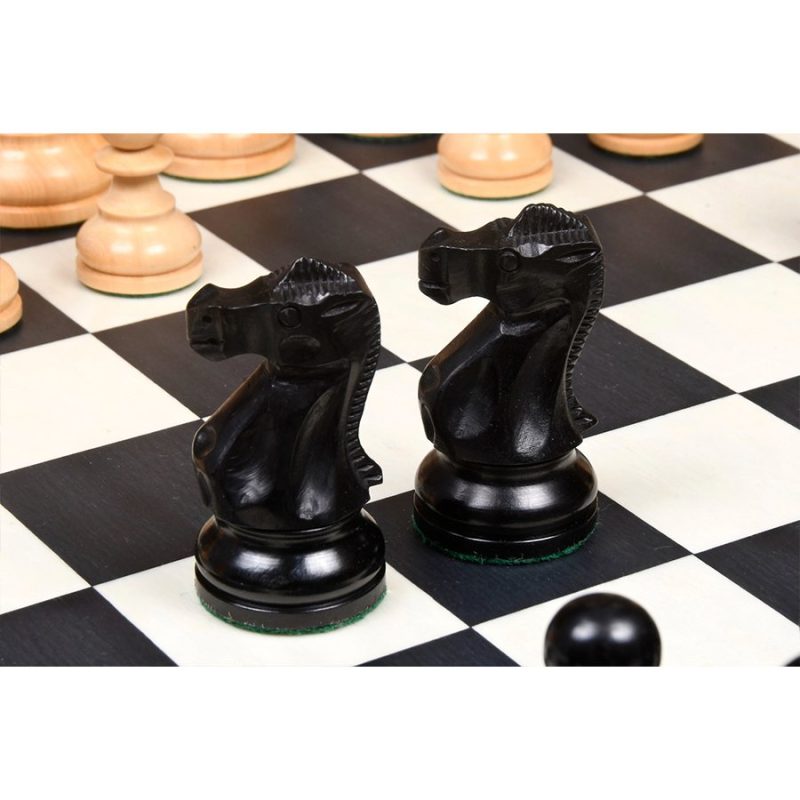 1972 Reproduced Reykjavik Championship Series Chess Pieces 3.7" - Weighted Ebonised Boxwood & Boxwood - Image 2