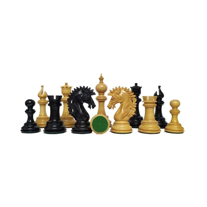 The Camelot Series Artisan Chess Pieces - Triple Weighted Ebony Wood- 4.4" King