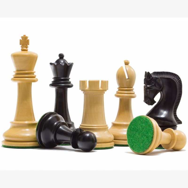 4" Leningrad Series Luxury Staunton Chess Pieces Only Set- Weighted Ebonised Boxwood