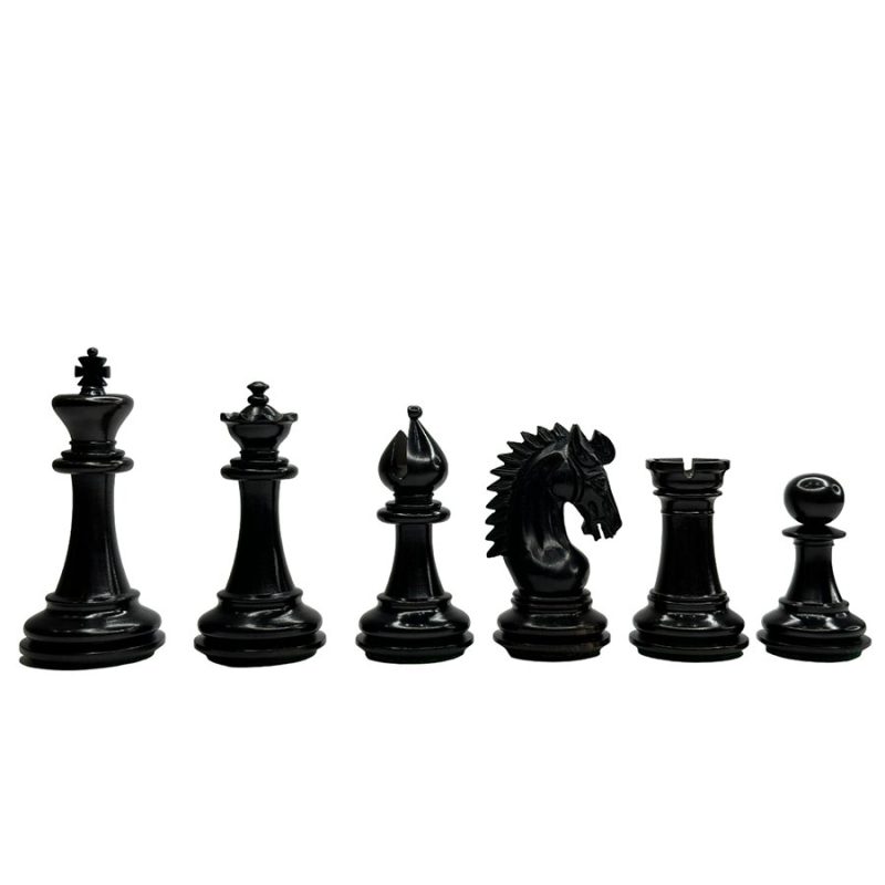 3.75" Sheffield Knight Luxury Chess Pieces Only Set- Double Weighted Ebony Wood - Image 4