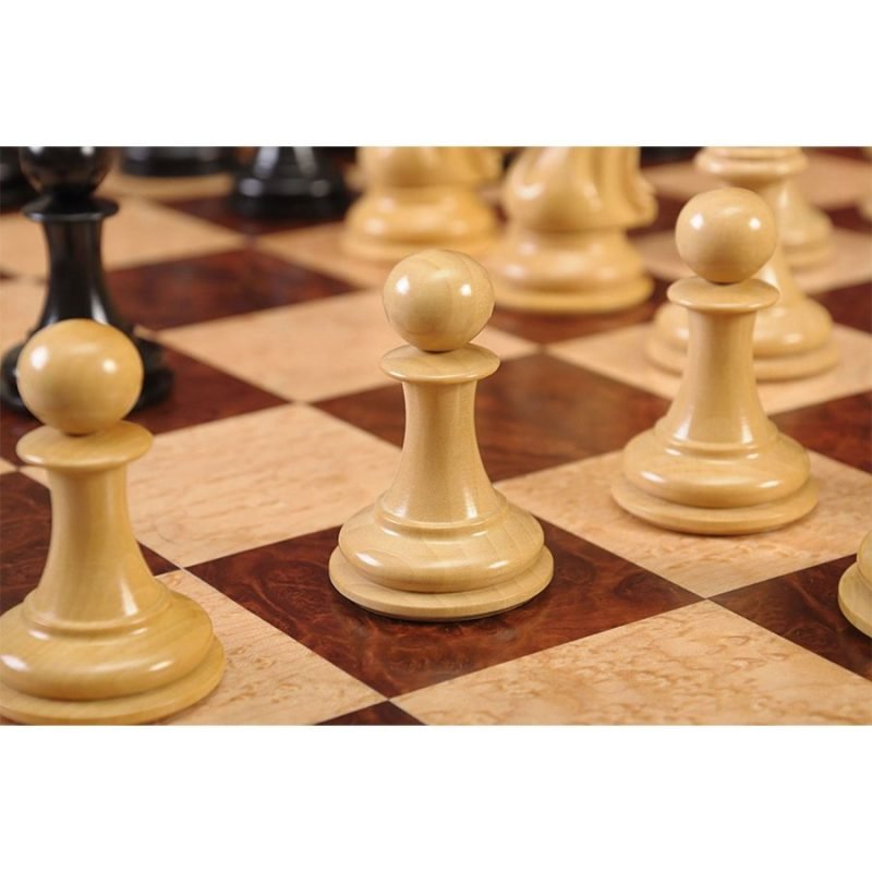 4.4" Imperial Series Reproduced Staunton Chess Pieces Set Only- Weighted Ebony & Boxwood Pieces - Image 10