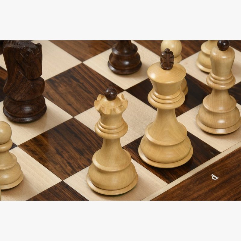 3.9" Russian Zagreb Chess Pieces Only set ? Weighted Golden Rosewood & Boxwood - Image 8