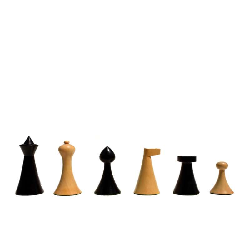 Hermann Ohme Combo Chess Set- Ebonised Boxwood Pieces With Chess Board - Image 3