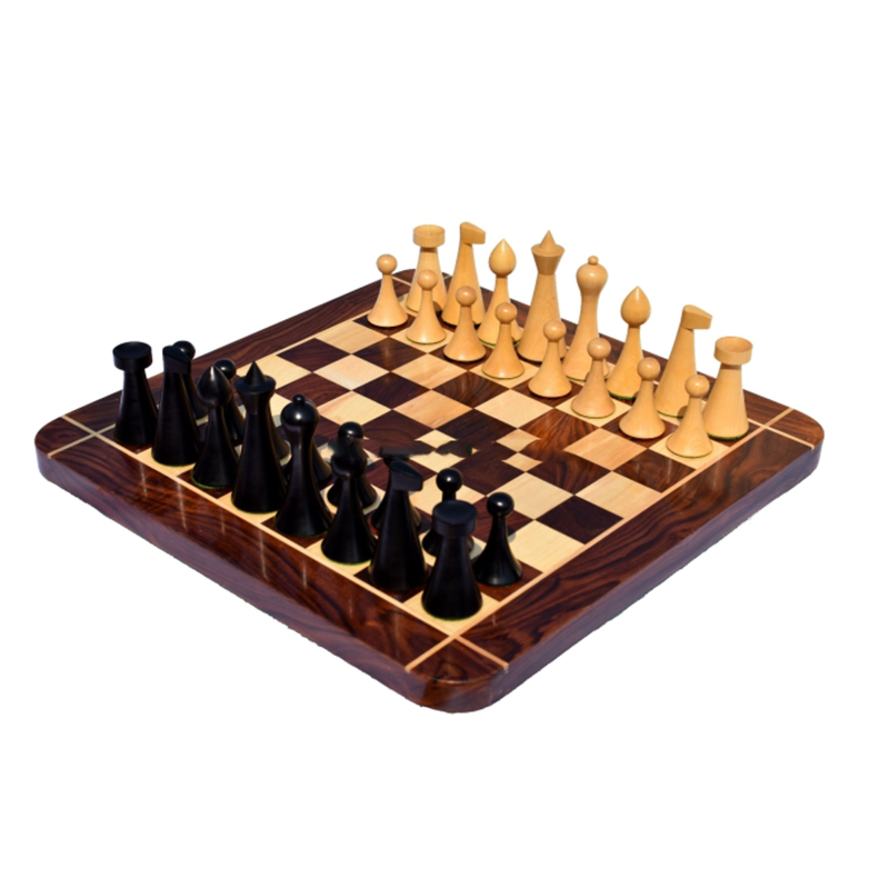 Hermann Ohme Combo Chess Set- Ebonised Boxwood Pieces With Chess Board - Image 5