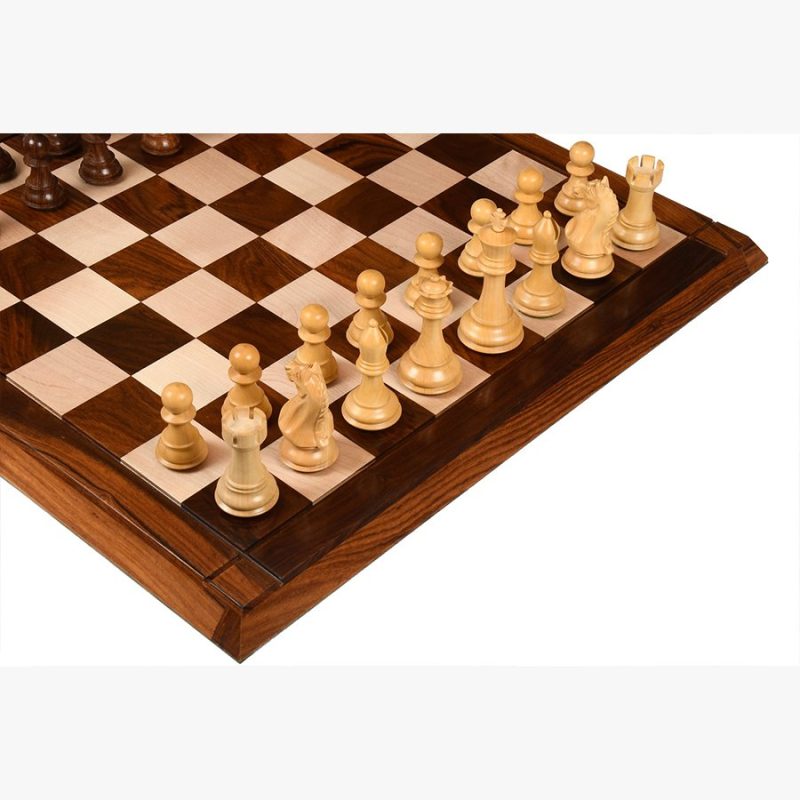 4? Fierce Knight Staunton Chess Pieces Only Set ? Weighted Golden Rosewood & Boxwood - Image 8