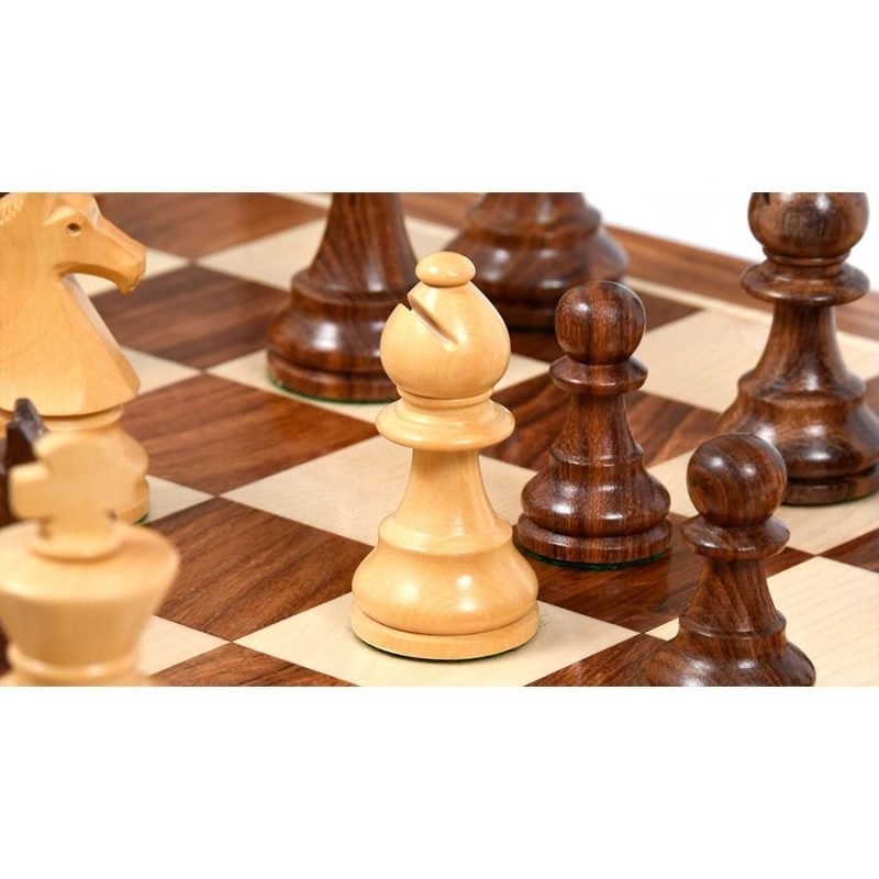 90s Reproduced 3.6" French Chavet Championship Tournament Chess Pieces Only Set- Weighted Golden Rosewood - Image 2