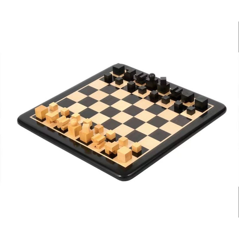 1924 Bauhaus Reproduced Geometrical Abstract Chessmen In Ebonised Boxwood - Image 8