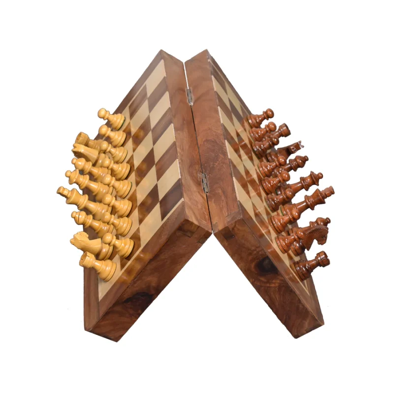 10" Travel Chess Set- Golden Rosewood And Boxwood