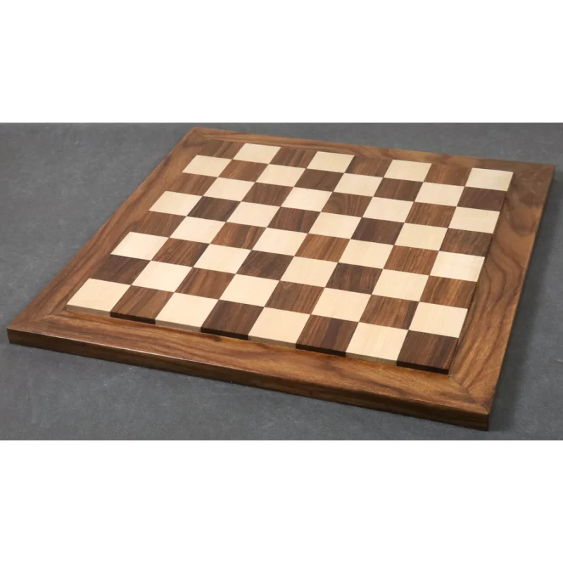 21" Raised Wood Luxury Chess Board In Golden Rosewood And Maple - 55 mm Square - Image 2