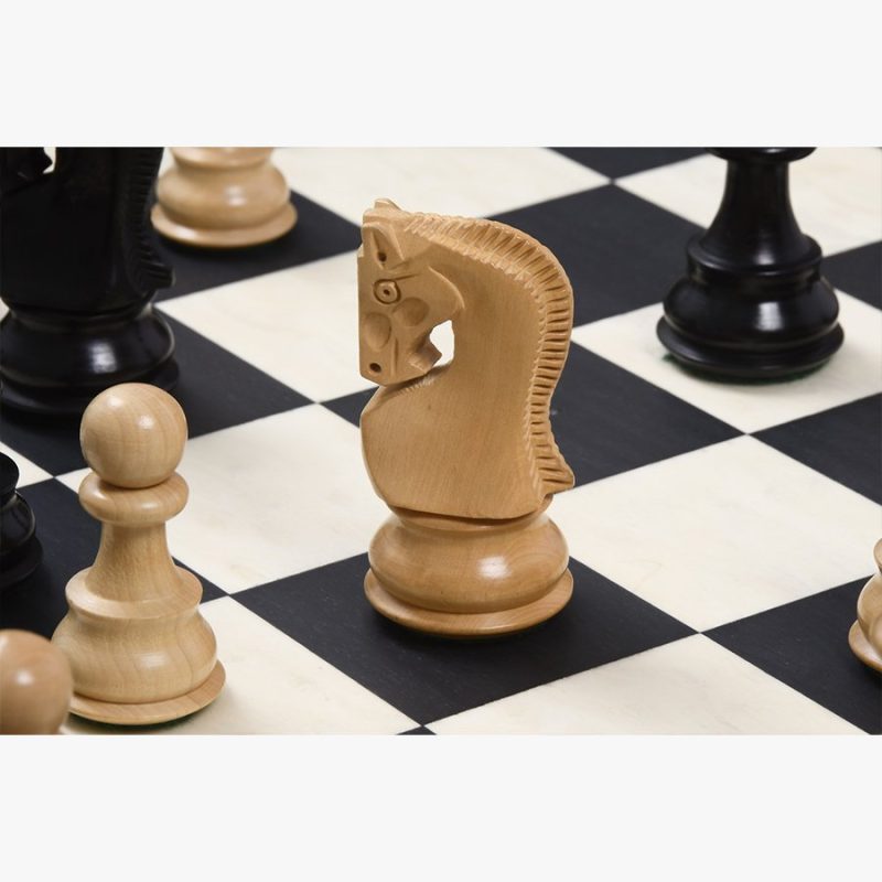 3.9" Russian Zagreb Chess Pieces Only set ? Weighted Ebonised Boxwood & Boxwood - Image 5