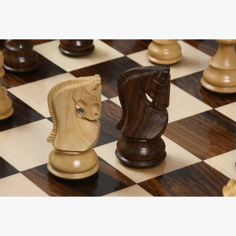 3.9" Russian Zagreb Chess Pieces Only set ? Weighted Golden Rosewood & Boxwood - Image 2