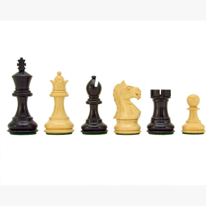 3.25? Fierce Knight Staunton Chess Pieces Only Set ? Weighted Ebonised Boxwood & Boxwood - Image 2