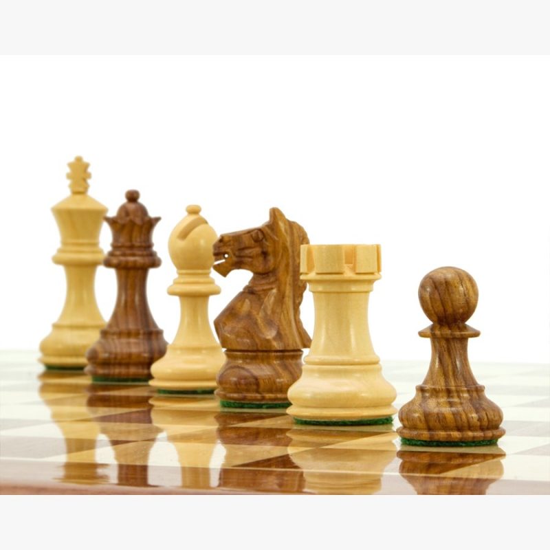 3.25? Fierce Knight Staunton Chess Pieces Only Set ? Weighted Golden Rosewood & Boxwood